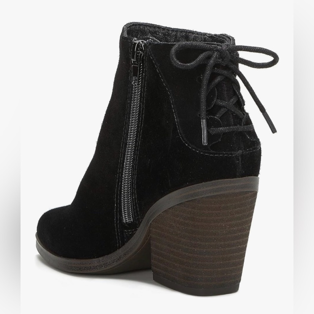 Lucky Brand Mikasi Lace-up Ankle Boot Black Suede